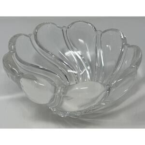 Vintage Clear Crystal Heavy Glass Candy Dish Bowl Swirl Pattern - 5.25" diameter